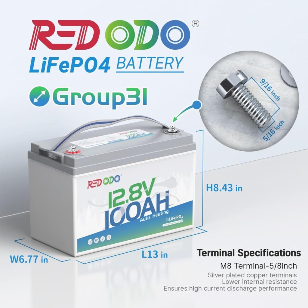 Redodo 12V 100Ah LiFePO4 Battery with Self Heating, Low Temperature Protection Group Lithium Battery, Built in 100A BMS, 4000+ Deep Cycles, Perfect for RVs, Off-Grid in Cold Areas Packs Redodo 12V 100Ah LiFePO4 Battery with Self Heating, Low Temperature Protection Group Lithium Battery, Built in 100A BMS, 4000+ Deep Cycles, Perfect for RVs, Off-Grid in Cold Areas Packs