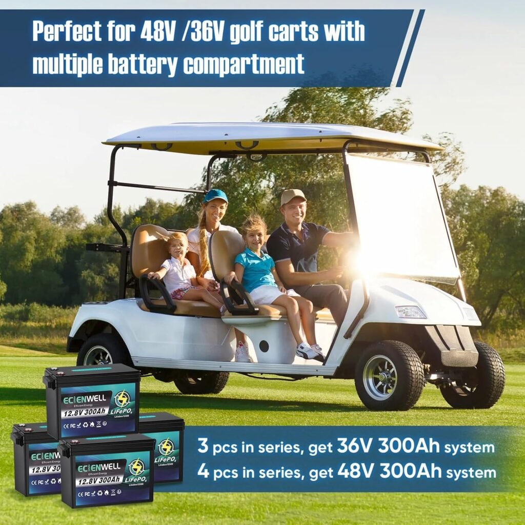 12V 300Ah Lithium LiFePO4 Battery, ECIENWELL 15000+ Deep Cycle Marine Battery with 200A BMS, 3840Wh Lithium Batteries for Golf Cart, Trolling Motor, RV, Truck, Kayak, Camping, Solar Panel, Off-Grid 12V 300Ah Lithium LiFePO4 Battery, ECIENWELL 15000+ Deep Cycle Marine Battery with 200A BMS, 3840Wh Lithium Batteries for Golf Cart, Trolling Motor, RV, Truck, Kayak, Camping, Solar Panel, Off-Grid