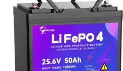 24V 50Ah Lithium Battery, Rechargeable LiFePO4 Battery with Built-in 50A BMS Board
