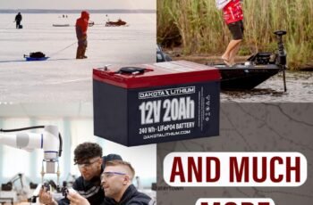 Dakota Lithium – 12V 20Ah LiFePO4 Deep Cycle Battery with Voltmeter and Dual Waterproof USB Ports – 11 Year USA Warranty, 2000+ Cycles – Perfect for Ice Fishing, Fish Finders, and More