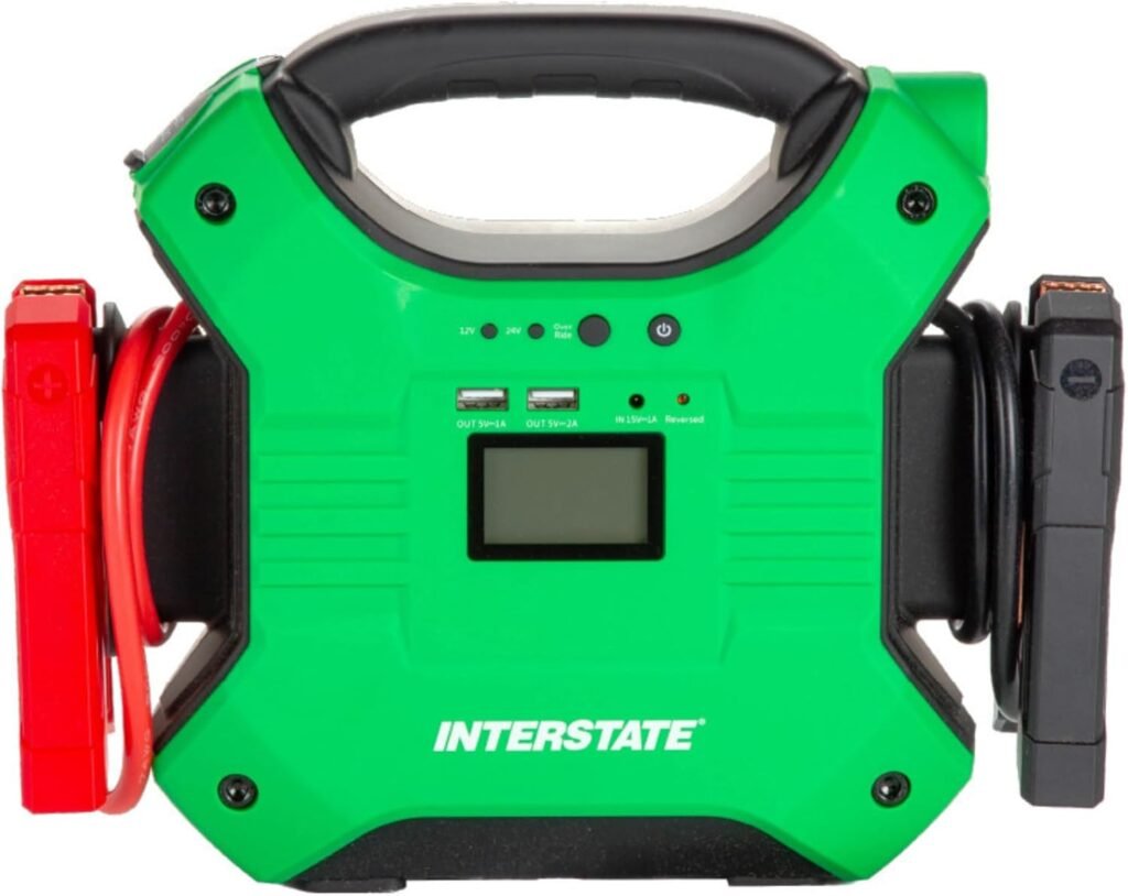 Interstate Batteries 24V, 12V Jump Starter and Charger 1200A, 600A (35,000mAH, 35Ah) Portable LED LiFePo4 Jumpstart Battery Power Pack for Automotives, USB Electronics (JMP3500)