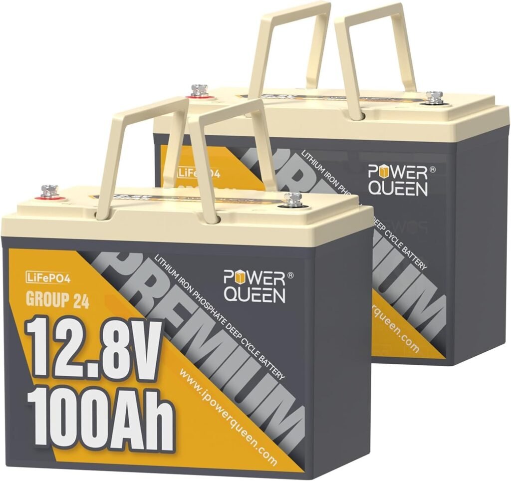 Power Queen 12V 100Ah LiFePO4 Battery, Group Lithium Battery, 15000+ Deep Cycles RV Battery with BMS Protection for Travel Trailer, Motorhome, Trolling Motor, Solar