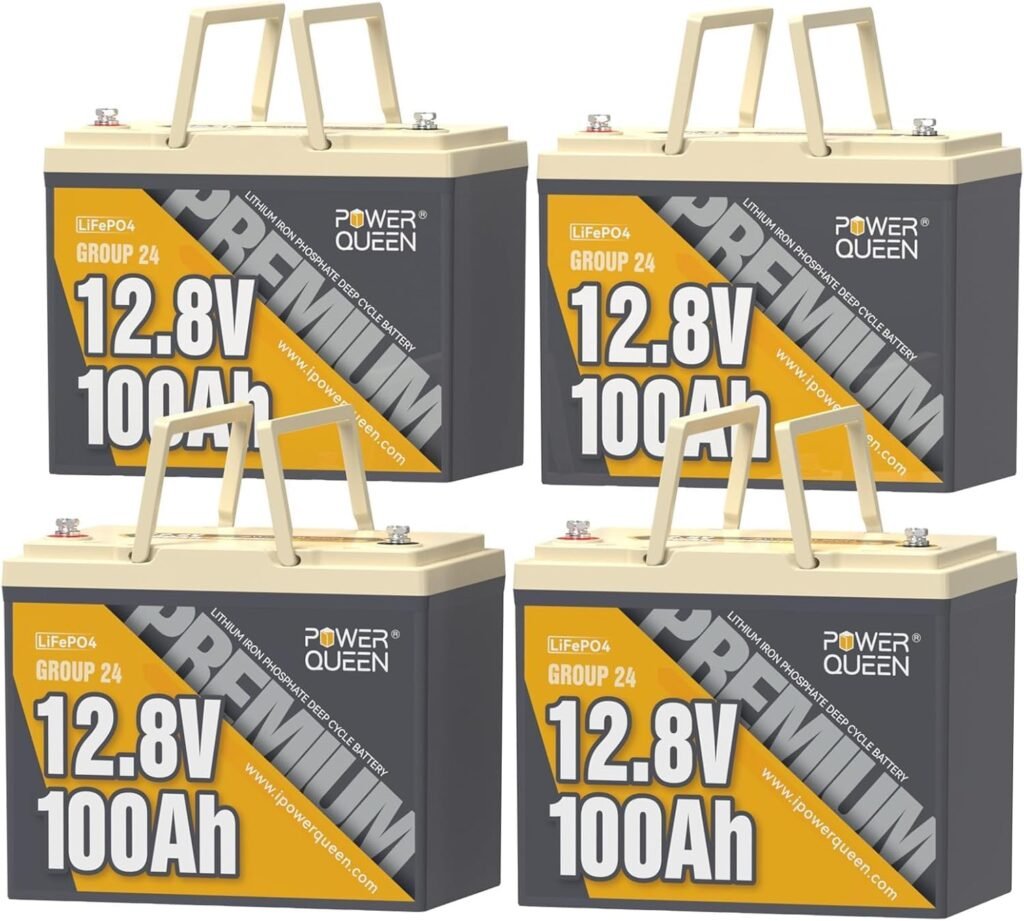 Power Queen 12V 100Ah LiFePO4 Battery, Group Lithium Battery, 15000+ Deep Cycles RV Battery with BMS Protection for Travel Trailer, Motorhome, Trolling Motor, Solar
