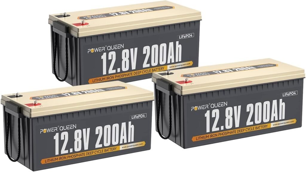 Power Queen Lithium Battery 12V 125Ah, Bluetooth Group LiFePO4 Battery with Low-Temp Protection, 1600Wh Energy Max. Cycles for RV, Solar System, Trolling Motor