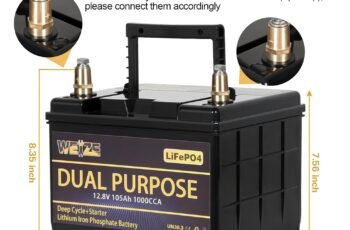 WEIZE 12V 105AH 1000CCA Dual Purpose LiFePO4 Battery, Group 31 Starting Lithium Battery Plus Deep Cycle Performance, Built-in Smart BMS, Perfect for Trolling Motor, Marine, RV
