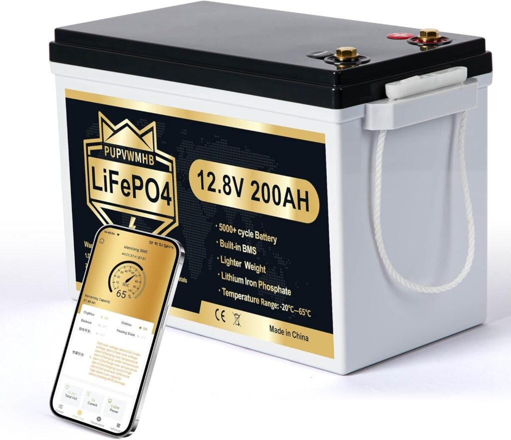 12V 200Ah MINI LiFePO4 Lithium Battery, Bluetooth Lithium Battery, 200A BMS, up to Cycles, Max.2560Wh Energy with Low Temp Cut off, Perfect for RV, Solar, Trolling Motor 12V 200Ah MINI LiFePO4 Lithium Battery, Bluetooth Lithium Battery, 200A BMS, up to Cycles, Max.2560Wh Energy with Low Temp Cut off, Perfect for RV, Solar, Trolling Motor