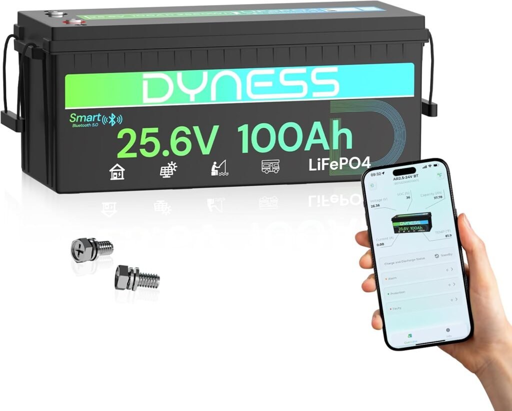 Dyness 12V 200Ah PLUS LiFePO4 Battery, Max. 2560Wh Power, 12.8V LiFePO4 Battery Upgrade 200A BMS with Low-Temp Protection, 4000+ Deep Cycles 12V Lithium Battery Perfect for RV, Solar System, Off-Grid Dyness 12V 200Ah PLUS LiFePO4 Battery, Max. 2560Wh Power, 12.8V LiFePO4 Battery Upgrade 200A BMS with Low-Temp Protection, 4000+ Deep Cycles 12V Lithium Battery Perfect for RV, Solar System, Off-Grid