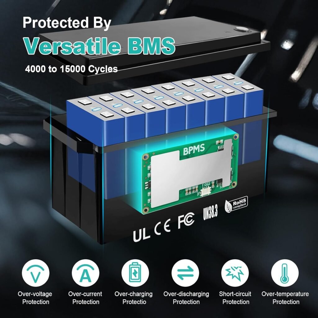EverExceed 12V 200AH LiFePO4 Battery with Built-in 150A BMS, 2560Wh Energy Lithium Battery with Low Temperature Protection, Perfect for Yacht, Marine, Boat, RV, Home Energy