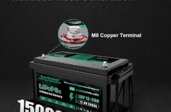 EverExceed 12V 200AH LiFePO4 Battery with Built-in 150A BMS, 2560Wh Energy Lithium Battery with Low Temperature Protection, Perfect for Yacht, Marine, Boat, RV, Home Energy