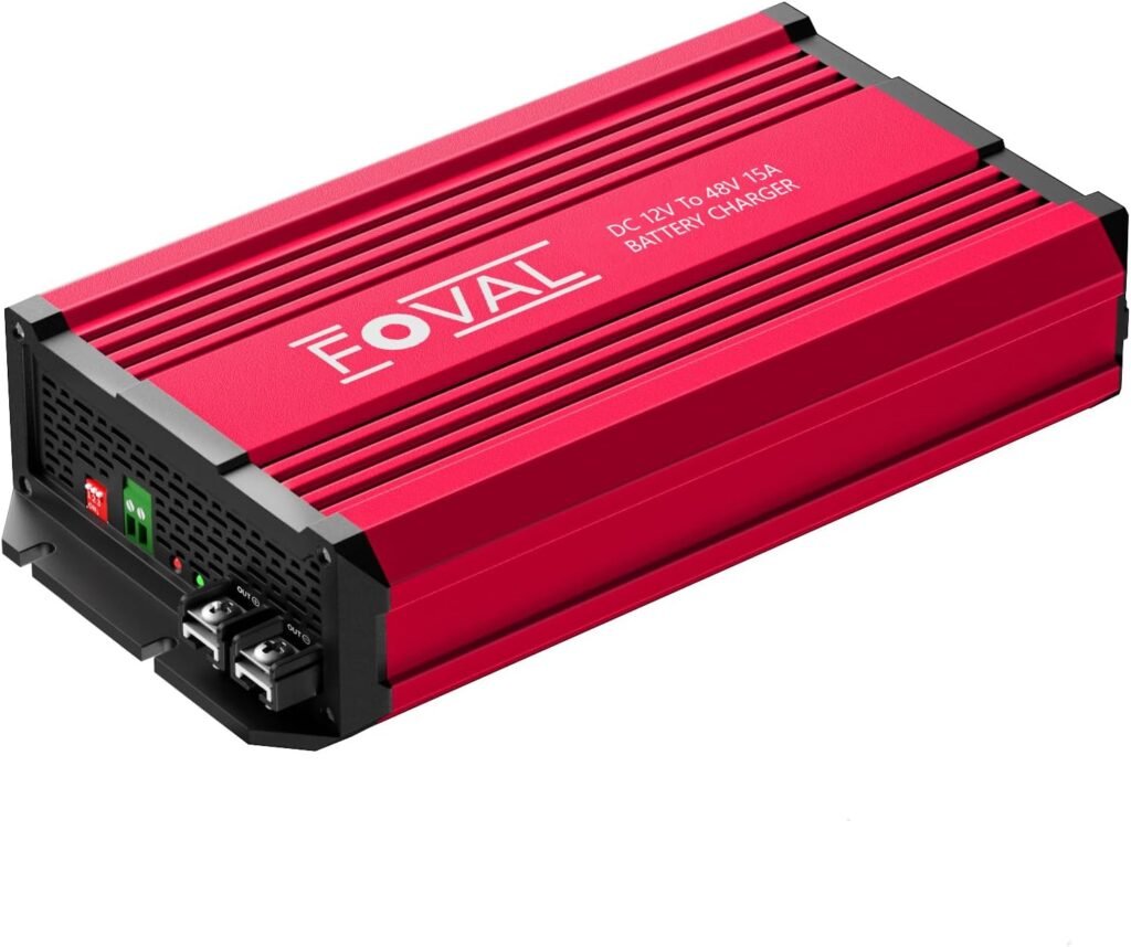 FOVAL 12V to 48V DC to DC Charger, 800W Ultra-Fast Battery Charger for LiFePO4, Lead-Acid, AGM, Gel, and Lithium - Multi-Stage Charging for RVs, CVS, Trailers, Boats and Trucks