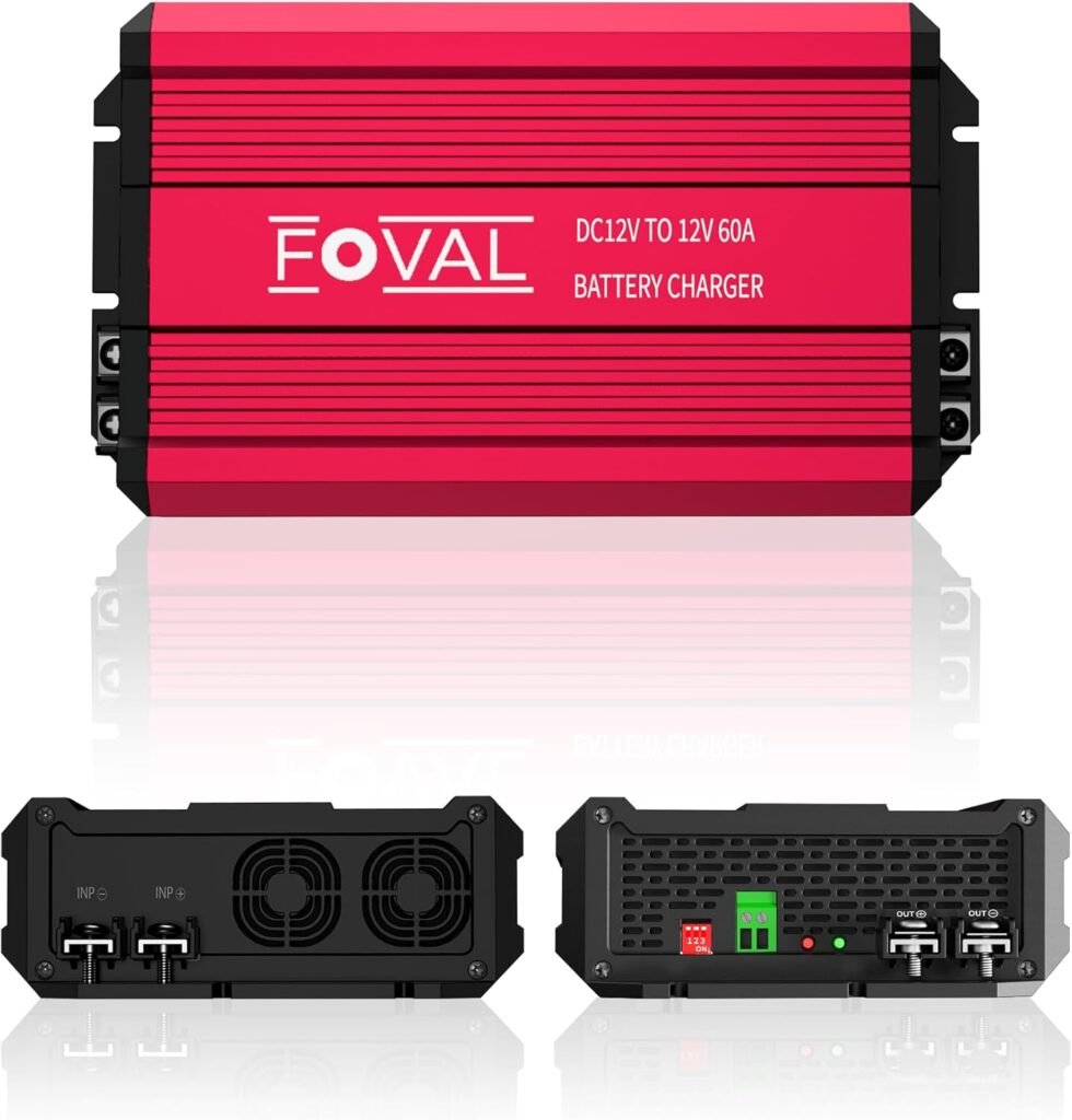 FOVAL 12V to 48V DC to DC Charger, 800W Ultra-Fast Battery Charger for LiFePO4, Lead-Acid, AGM, Gel, and Lithium - Multi-Stage Charging for RVs, CVS, Trailers, Boats and Trucks