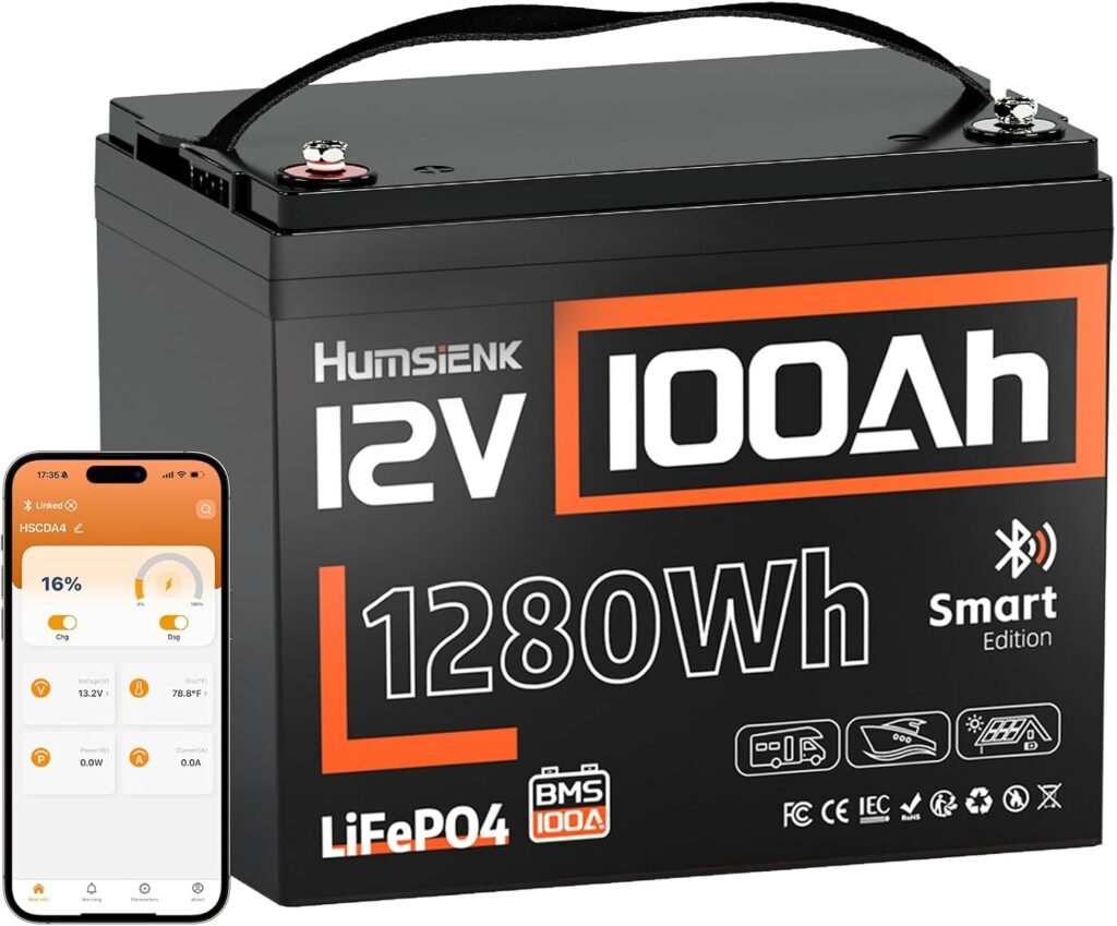 HumsiENK 12V 150Ah LiFePO4 Lithium Battery BCI Group31 Bluetooth- Built-in 110A BMS, Deep Cycle Battery for Solar, RV, Marine, Off-Grid Applications - 15000+ Life Cycles, Safe Lightweight HumsiENK 12V 150Ah LiFePO4 Lithium Battery BCI Group31 Bluetooth- Built-in 110A BMS, Deep Cycle Battery for Solar, RV, Marine, Off-Grid Applications - 15000+ Life Cycles, Safe Lightweight