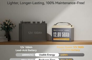 Power Queen 12V 50Ah LiFePO4 Battery Upgrade, Lithium Battery with 50A BMS Protection, Up to 15000 Cycles, Portable & Lightweight for RV Camping, Trolling Motor,Fish Finder, Solar