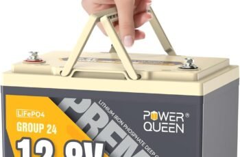 Power Queen LiFePO4 Battery 12V 100Ah, Group 31 Lithium Battery, with 1280Wh Energy and BMS Protection, Up to 15000 Deep Cycles for RV Trailer, Camper Van, Solar Off-Grid