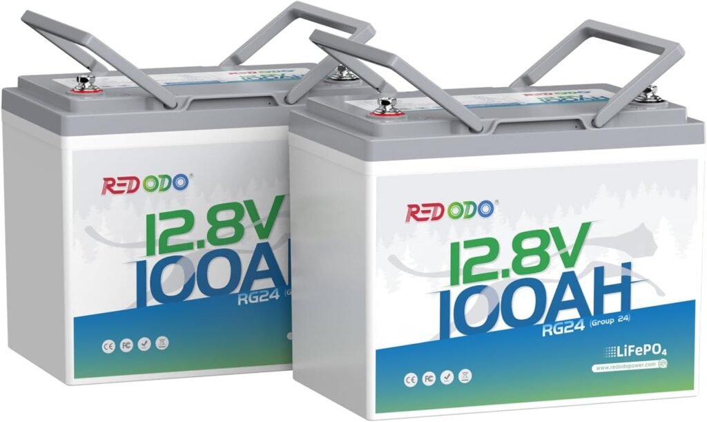 Redodo Pack 12V 100Ah Group LiFePO4 Battery, 1280Wh Deep Cycle with 100A BMS, 4000+ Cycles Lithium Rechargable Battery for All RVs, Van, Camper, Solar Power Storage, Off-Grid Redodo Pack 12V 100Ah Group LiFePO4 Battery, 1280Wh Deep Cycle with 100A BMS, 4000+ Cycles Lithium Rechargable Battery for All RVs, Van, Camper, Solar Power Storage, Off-Grid