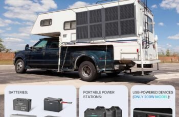 Renogy 200W Portable Solar Panel Blanket, 25% High Efficiency N-Type Foldable Solar Charger for Power Station, Lightweight 8-Fold Space Save, USB-A Type-C Output, For Camping, RV, Pickup Truck, Marine