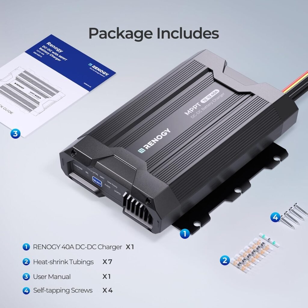Renogy DC to DC Charger with MPPT 12V 40A Solar Input - 670W Dual Charging Car Battery Chargers for RV Marine Camping Compatible with LiFePO4 Gel Flooded and Sealed Lead Acid Batteries Renogy DC to DC Charger with MPPT 12V 40A Solar Input - 670W Dual Charging Car Battery Chargers for RV Marine Camping Compatible with LiFePO4 Gel Flooded and Sealed Lead Acid Batteries