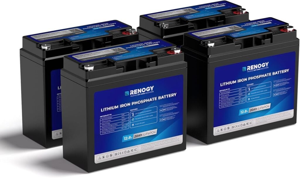 RENOGY REGO Lithium Battery 4PCS 12V 20AH Mini Trolling Motor LiFePO4 Battery, 20A BMS, IP65 Waterproof, Deep Cycle Battery for Kayaks, Scooters, Emergency Kits, Size 3.03 x 7.13 x 6.61, 5.9 LBS RENOGY REGO Lithium Battery 4PCS 12V 20AH Mini Trolling Motor LiFePO4 Battery, 20A BMS, IP65 Waterproof, Deep Cycle Battery for Kayaks, Scooters, Emergency Kits, Size 3.03 x 7.13 x 6.61, 5.9 LBS