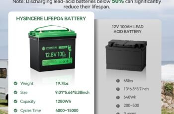 12V 100Ah LiFePO4 Lithium Battery, Mini Deep Cycle Rechargeable LiFePO4 Battery, Max.15000 Cycles Built in 100A BMS for RV, Trolling Motor, Camping, Marine, Solar, Home Energy Storage(1 Pack)