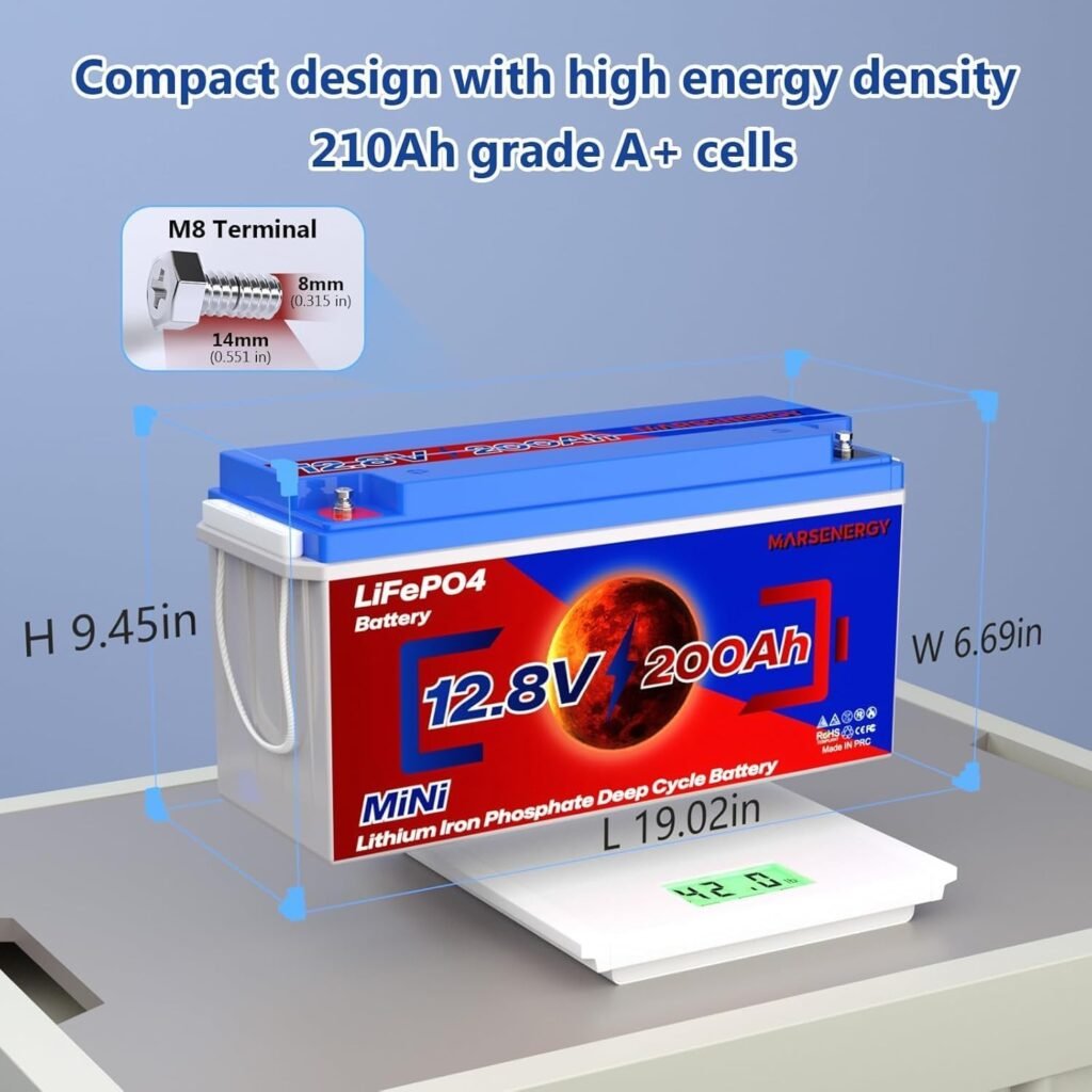 12V 200Ah Lifepo4 Battery, Built-in 100A Smart BMS, 4500-15000 Deep Cycle Grade A Lithium Ion Cells for RV Travel, Marine, Boat, Home Energy Storage, Solar Panel, Camping 12V 200Ah Lifepo4 Battery, Built-in 100A Smart BMS, 4500-15000 Deep Cycle Grade A Lithium Ion Cells for RV Travel, Marine, Boat, Home Energy Storage, Solar Panel, Camping