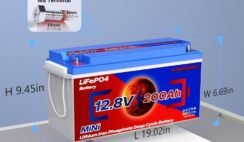 12V 200Ah Lifepo4 Battery, Built-in 100A Smart BMS, 4500-15000 Deep Cycle Grade A Lithium Ion Cells for RV Travel, Marine, Boat, Home Energy Storage, Solar Panel, Camping