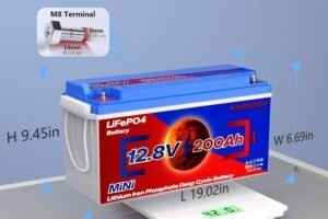 12V 200Ah Lifepo4 Battery, Built-in 100A Smart BMS, 4500-15000 Deep Cycle Grade A Lithium Ion Cells for RV Travel, Marine, Boat, Home Energy Storage, Solar Panel, Camping