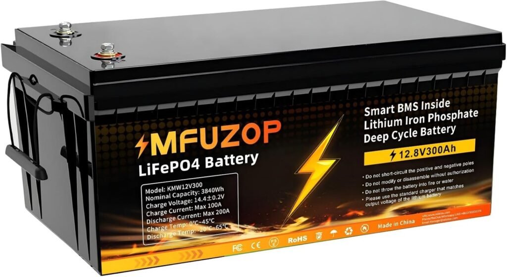 12V 300Ah LiFePO4 Lithium Battery Integrated 200A BMS 15000+ Cycling Deep Cycle Li-Ion Battery MAX 3840W Power Supports series/parallel connection, great for solar, RV, boat and off-grid use 12V 300Ah LiFePO4 Lithium Battery Integrated 200A BMS 15000+ Cycling Deep Cycle Li-Ion Battery MAX 3840W Power Supports series/parallel connection, great for solar, RV, boat and off-grid use