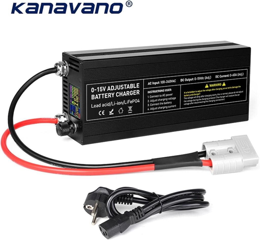12V LiFePO4 Battery Charger, 14.6V 100A High Current Fast Charging with Anderson Connector, Adjustable 0-15V 0-100A CC/CV Charger for 12.8V Lithium Batteries, RV Marine Solar 12V LiFePO4 Battery Charger, 14.6V 100A High Current Fast Charging with Anderson Connector, Adjustable 0-15V 0-100A CC/CV Charger for 12.8V Lithium Batteries, RV Marine Solar