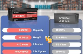 24V 100Ah LiFePO4 Battery, Built-in 100A BMS 24V Lithium Battery, Low Temperature Protection,2560W Power Output, Up to 15000+ Cycles, Ideal for RV, and Solar Off-Grid Systems