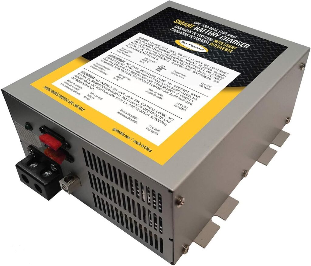 Go Power Smart Battery RV Converter Charger - 3-Stage, Lithium-Compatible Power Converter for RV Batteries - Extends Deep-Cycle Battery Life - High Continuous Output (100 Amp) for 12-Volt Loads Go Power Smart Battery RV Converter Charger - 3-Stage, Lithium-Compatible Power Converter for RV Batteries - Extends Deep-Cycle Battery Life - High Continuous Output (100 Amp) for 12-Volt Loads
