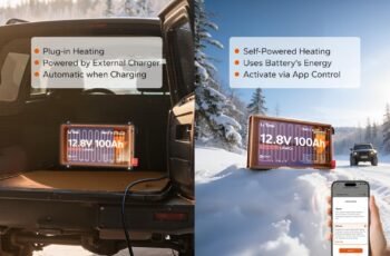 LiTime 12V 100Ah Slim Self-Heating LiFePO4 Battery with Bluetooth, 2.44″ Ultra-Thin Lithium RV Battery, Up to 15,000 Deep Cycles, SPCC Steel Case for Van, Camper, Truck, Marine & Solar Systems.