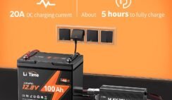 LiTime 14.6V 20A Lithium Battery Charger with Anderson Connector and 12V 100Ah BCI Group 24 LiFePO4 Battery, 100A BMS, 10 Year Lifespan, Max. 1280Wh Energy, Perfect for RV, Solar, Trolling Motor