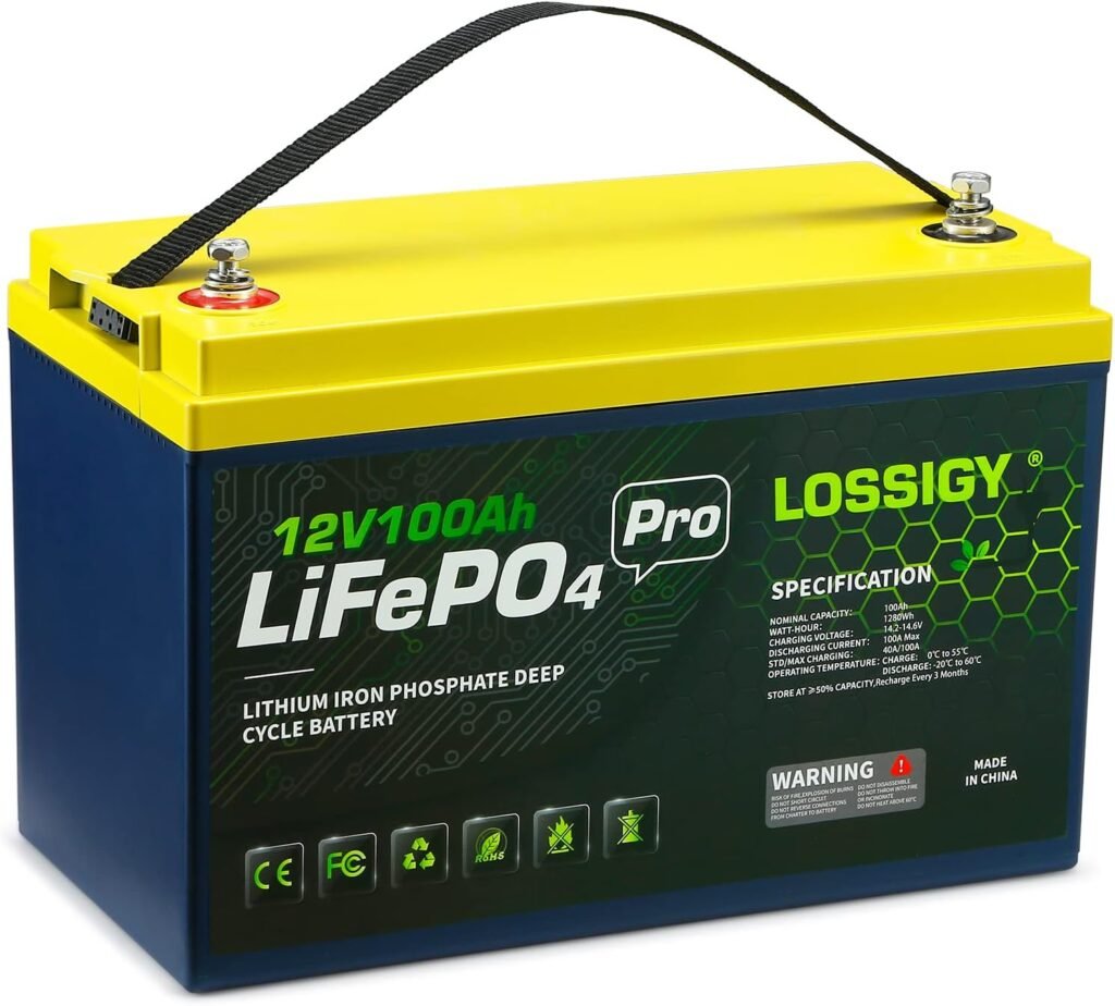 LOSSIGY 12V LiFePO4 Lithium Battery, Volt 100AH Trolling Motor, Perfect for Solar System, RV, Marine, 1280Wh Built in BMS LOSSIGY 12V LiFePO4 Lithium Battery, Volt 100AH Trolling Motor, Perfect for Solar System, RV, Marine, 1280Wh Built in BMS
