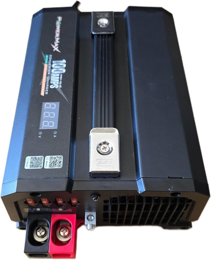 PowerMax PMBC-100-SE Series 12V Battery Maintainer  Charger | Ultra-Stable Power Supply 100mV | Amp and Volt Meter | 15ft Awg Cables with Angled Clamps | Lithium Charge Profile