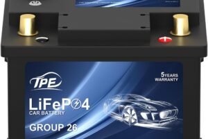 TPE Car Start Stop System BCI Group26 LiFePO4 Lithium-ion Battery 12.8V 600A Lightweight High Performance Battery Level Display Left Negative Right Positive