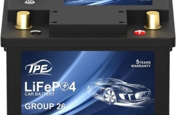 TPE Car Start Stop System BCI Group26 LiFePO4 Lithium-ion Battery 12.8V 600A Lightweight High Performance Battery Level Display Left Negative Right Positive