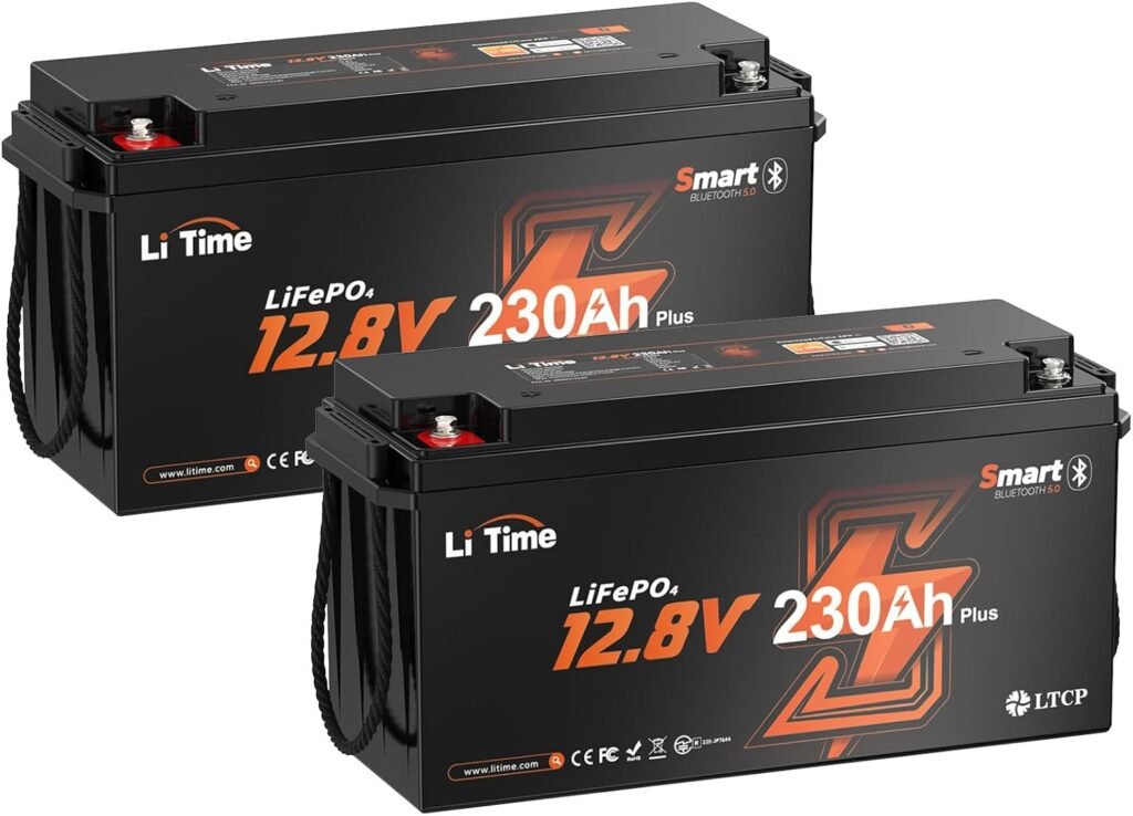 Litime 12V 230Ah LiFePO4 Lithium Battery for RV, Travel Trailer, Solar | Group 4D, Bluetooth, 200A BMS, Max. Cycles, IP65 Waterproof, Low Temp Protection, 2944Wh, for Camper, Off-Grid, Marine Litime 12V 230Ah LiFePO4 Lithium Battery for RV, Travel Trailer, Solar | Group 4D, Bluetooth, 200A BMS, Max. Cycles, IP65 Waterproof, Low Temp Protection, 2944Wh, for Camper, Off-Grid, Marine