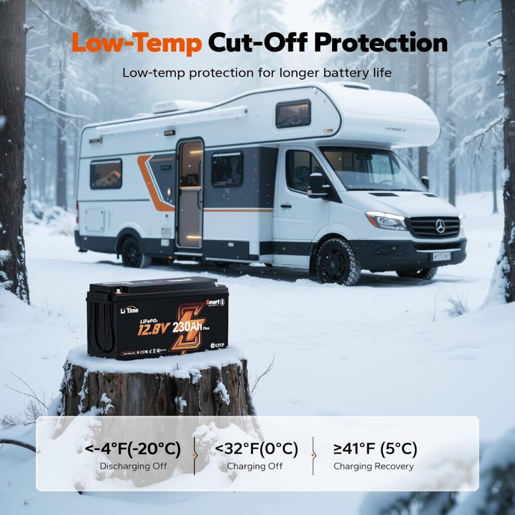 Litime 12V 230Ah LiFePO4 Lithium Battery for RV, Travel Trailer, Solar | Group 4D, Bluetooth, 200A BMS, Max. Cycles, IP65 Waterproof, Low Temp Protection, 2944Wh, for Camper, Off-Grid, Marine Litime 12V 230Ah LiFePO4 Lithium Battery for RV, Travel Trailer, Solar | Group 4D, Bluetooth, 200A BMS, Max. Cycles, IP65 Waterproof, Low Temp Protection, 2944Wh, for Camper, Off-Grid, Marine
