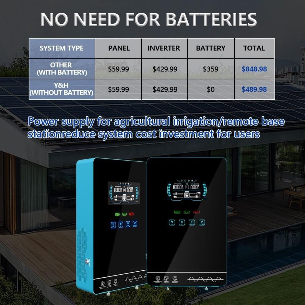 YH 4000W Hybrid Solar Inverter DC24V 120VAC Pure Sine Wave Output Battery-Free Starting, Built-in 140A MPPT Charger, 6.25 Touch LCD, UPS/Line/Battery Mode, for Off-Grid Home/RV/Energy Storage System YH 4000W Hybrid Solar Inverter DC24V 120VAC Pure Sine Wave Output Battery-Free Starting, Built-in 140A MPPT Charger, 6.25 Touch LCD, UPS/Line/Battery Mode, for Off-Grid Home/RV/Energy Storage System